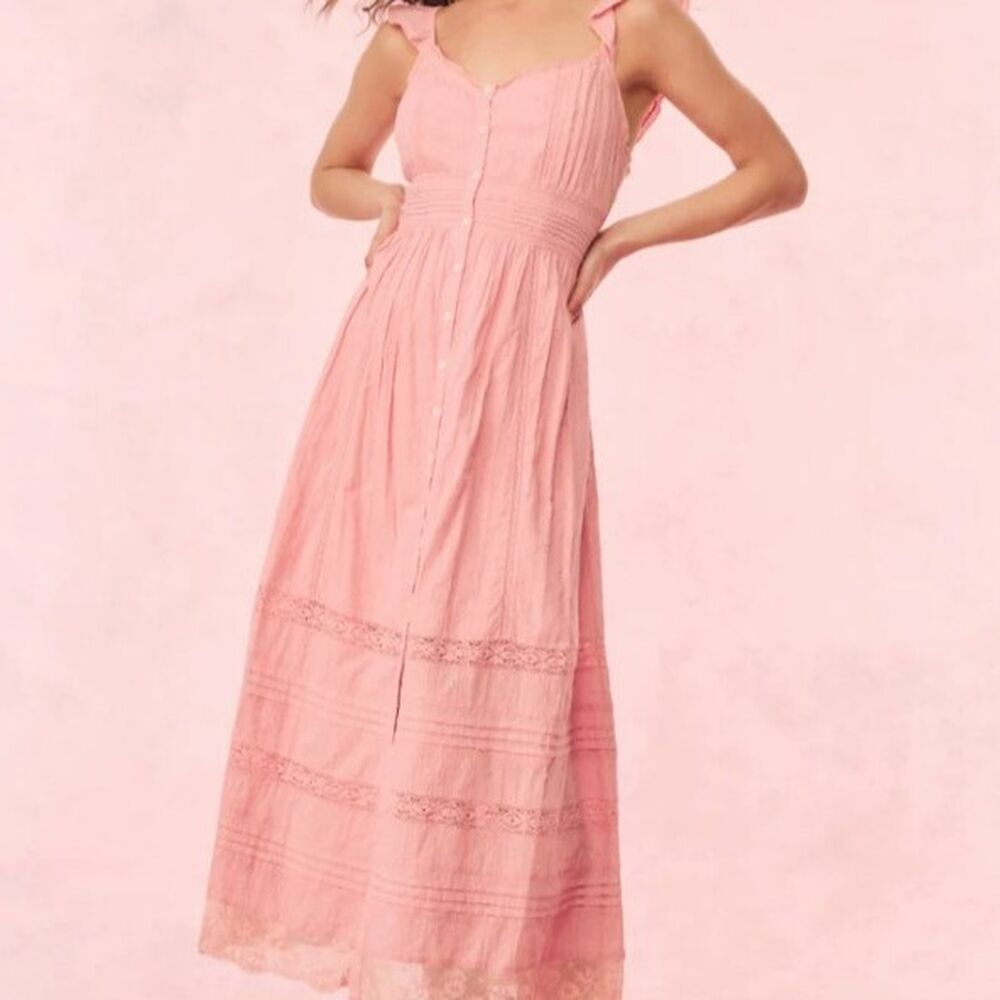 【LoveShackFancy】 Bello shirredコットン maxiドレス Bello shirred cotton maxi dress in white - Love Shack Fancy