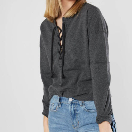 Heathered Lace-Up Top