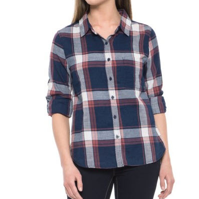 Brushed Indigo Plaid Boyfriend Shirt
