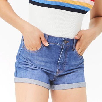 Cuffed Denim Shorts