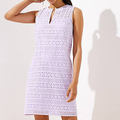 Striped Eyelet Shift Dress