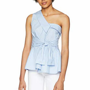 ASTR the label Women's Sammie One Shoulder Tie Front Fashion Top