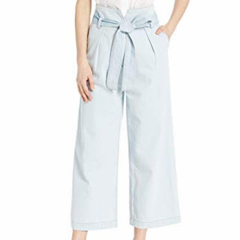 ASTR the label Women's Hayden High Waist Paperbag Light Wash Cropped Wide Jeans