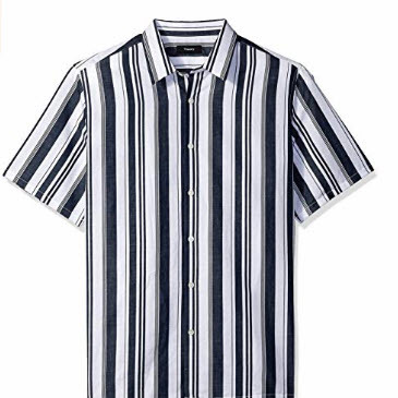 Theory Men's Irving Wide Stripe Shirting Short Sleeve