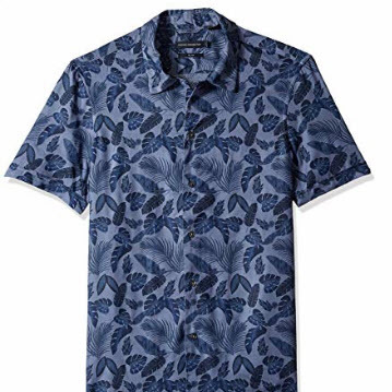 French Connection Men's Short Sleeve Printed Regular Fit Button Down Shirt