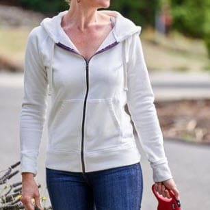 Women's Full Zip Hoodie in Natural White