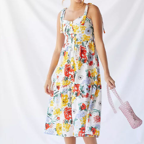 UO Positano Tie-Shoulder Midi Dress