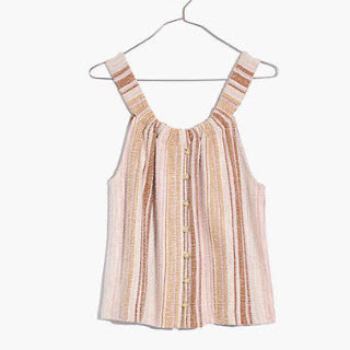 Texture & Thread Button-Front Swing Tank in Cates Stripe
