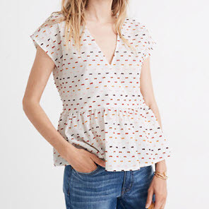 Peplum Crossover Top in Rainbow Clipdot