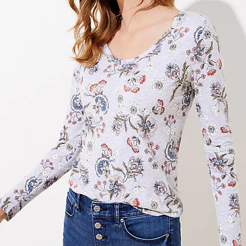 Floral Long Sleeve Shirttail Tee