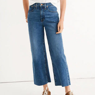 Slim Wide-Leg Jeans in Crownridge Wash: Raw-Hem Edition