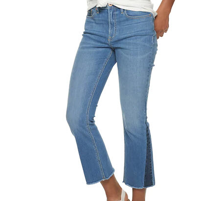 Juniors' American Rag Two Tone High Rise Kick Flare Jeans