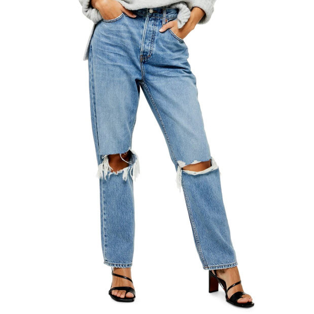 Ripped High Waist Dad Jeans