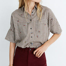 Floral Embroidered Gingham Courier Shirt