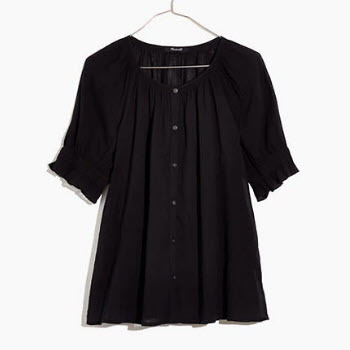 Smocked Button-Down Top