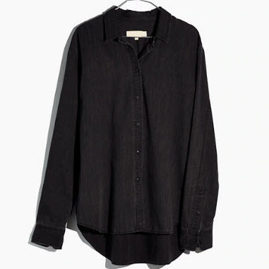 Denim Oversized Ex-Boyfriend Shirt in Lunar Wash