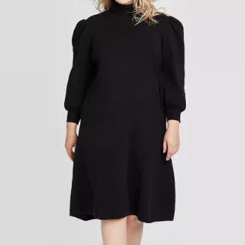 Women's Plus Size Puff Long Sleeve High Neck Sweater Dress - Who What Wear™