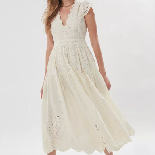 Wild Daisy Eyelet Tie-Back Midi Dress