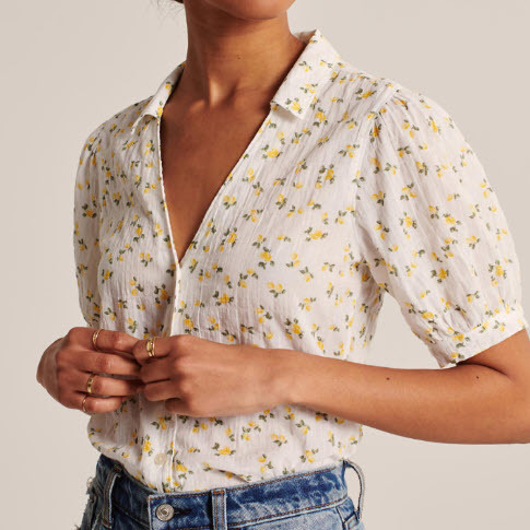 Crinkle Cotton-Blend Button-Up Shirt