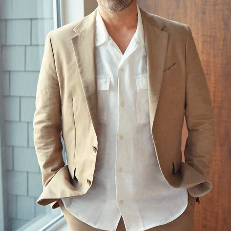 Slim Italian Cotton-Linen Suit Jacket