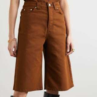 Brown, above the ankle, denim pants