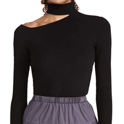 Enza Costa Women's Detached Mock Neck Angled Top