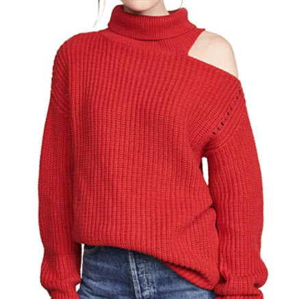 Women's Cotton Cut Out Shoulder Sweater