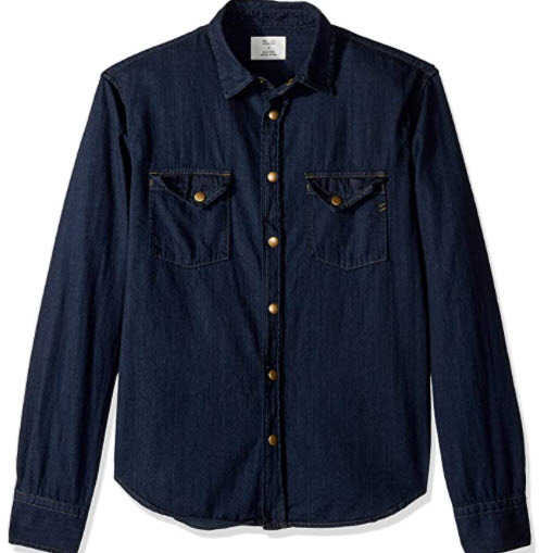 Billy Reid Men's Denim Brass Snap Work Shirt