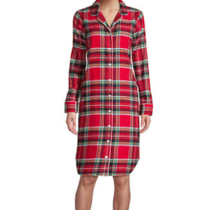 Women's Long Sleeve Print Flannel Nightshirt