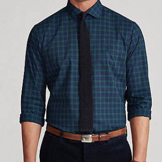 Custom Fit Plaid Poplin Shirt