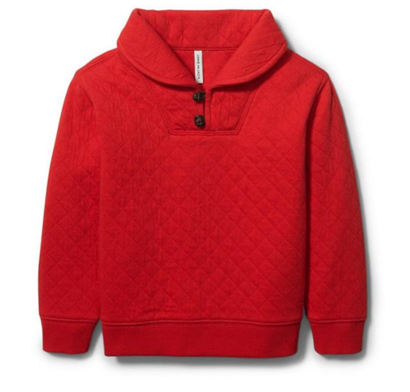 Quilted Shawl Collar Sweatshirt