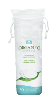 Organyc 100% Organic Cotton Rounds - Biodegradable Cotton, Chemical Free, For Sensitive Skin (70 count)