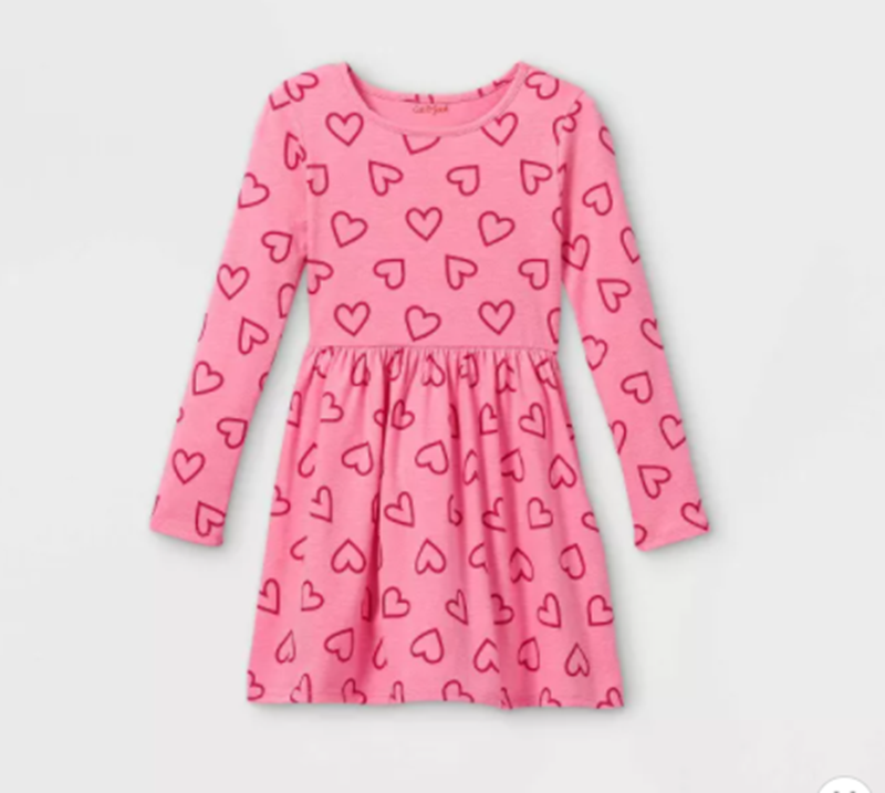 Girls' Long Sleeve Printed Knit Dress