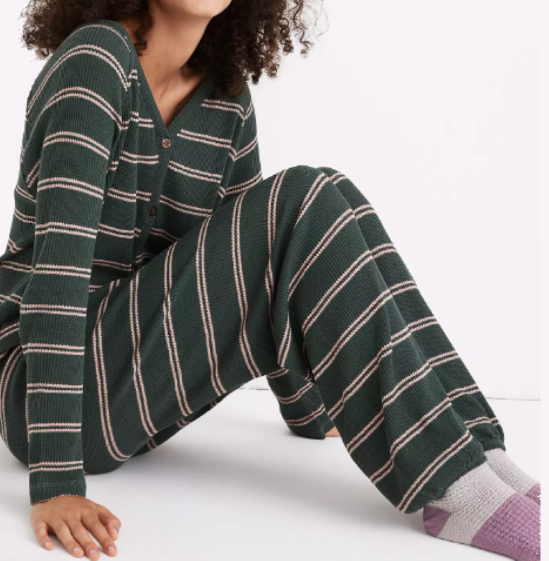 Striped Waffle Knit Pajama Sweatpants