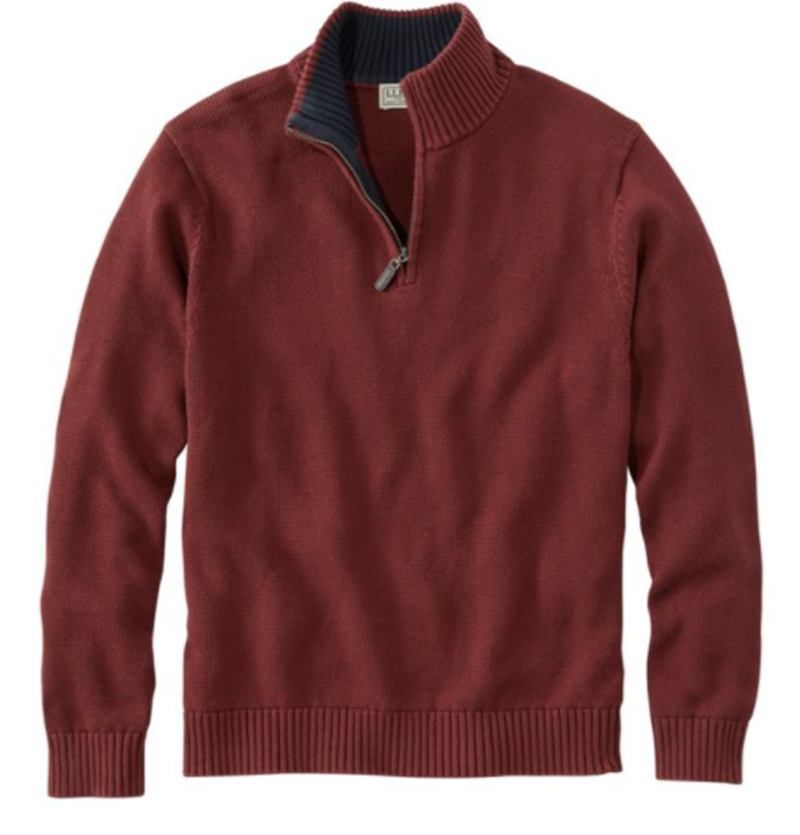Men's Double L Cotton Sweater, Quarter-Zip
