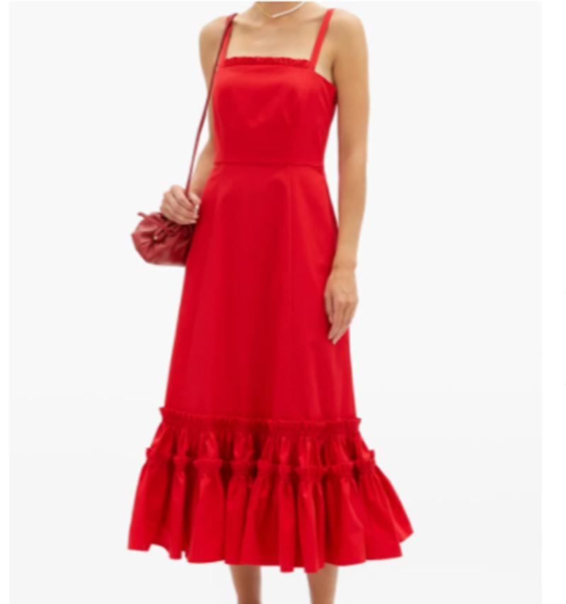 Molly Goddard Frilled Cotton-Scuba Midi Dress