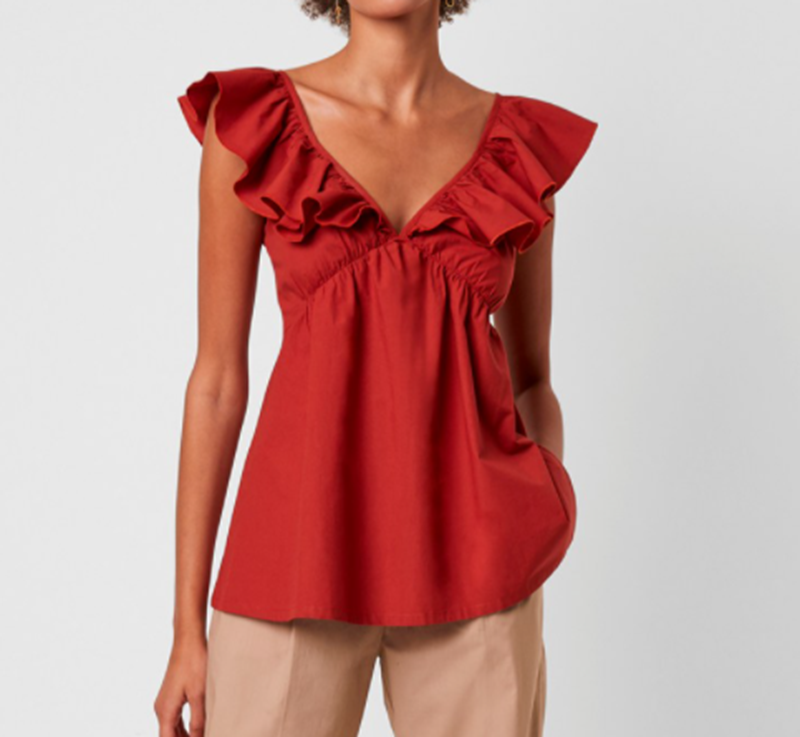 Ruffle V Neck Top
