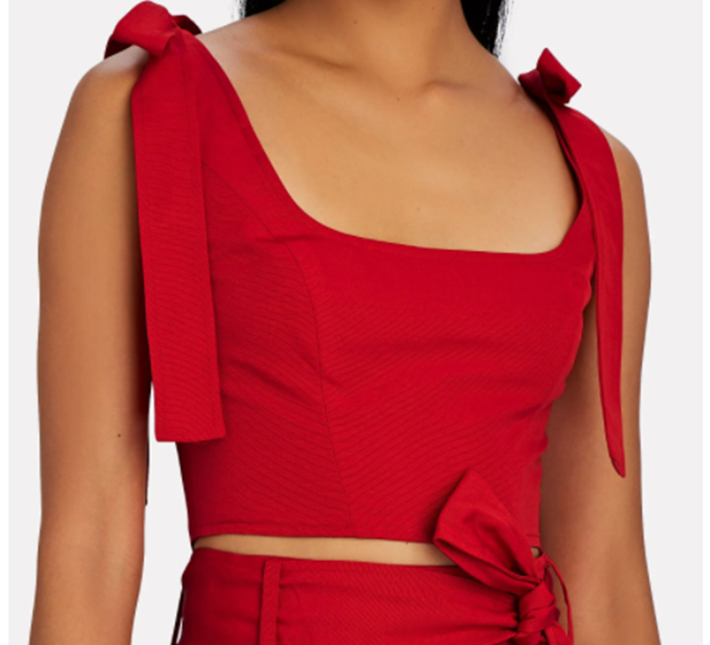 STAUD Tie-Shoulder Crop Top