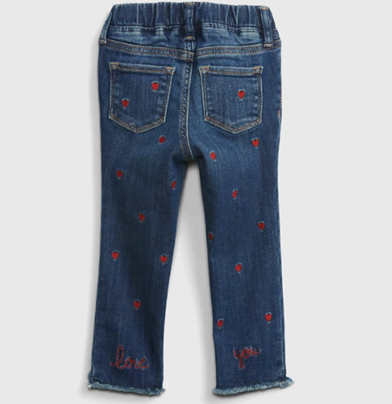 Toddler Embroidered Heart Skinny Ankle Pull-On Jeggings with Stretch