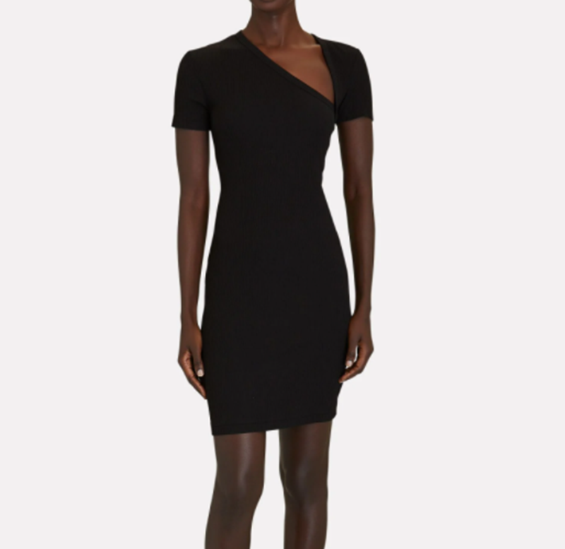 JOHN ELLIOTT Cotton Rib Knit Asymmetrical Dress