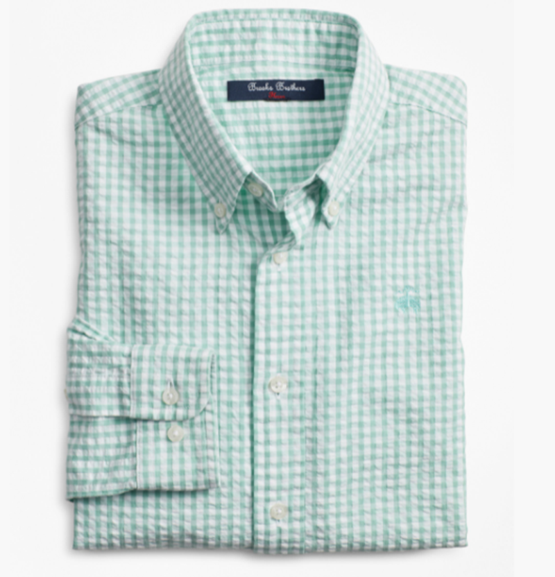 Boys Seersucker Gingham Sport Shirt