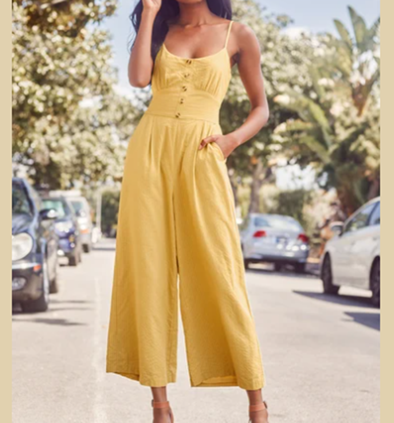 Striped Tie-Back Culotte Jumpsuit