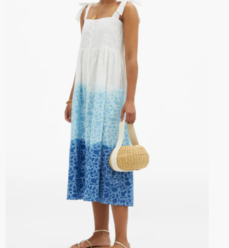 Shadow Flower Cotton Voile Midi Dress