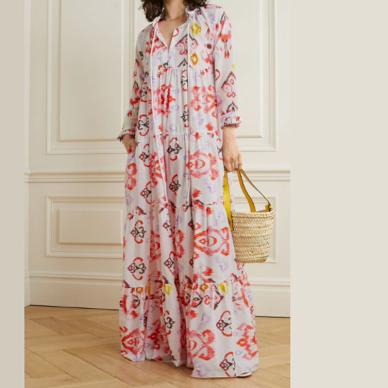 Cora Tiered Floral Cotton Voile Maxi Dress