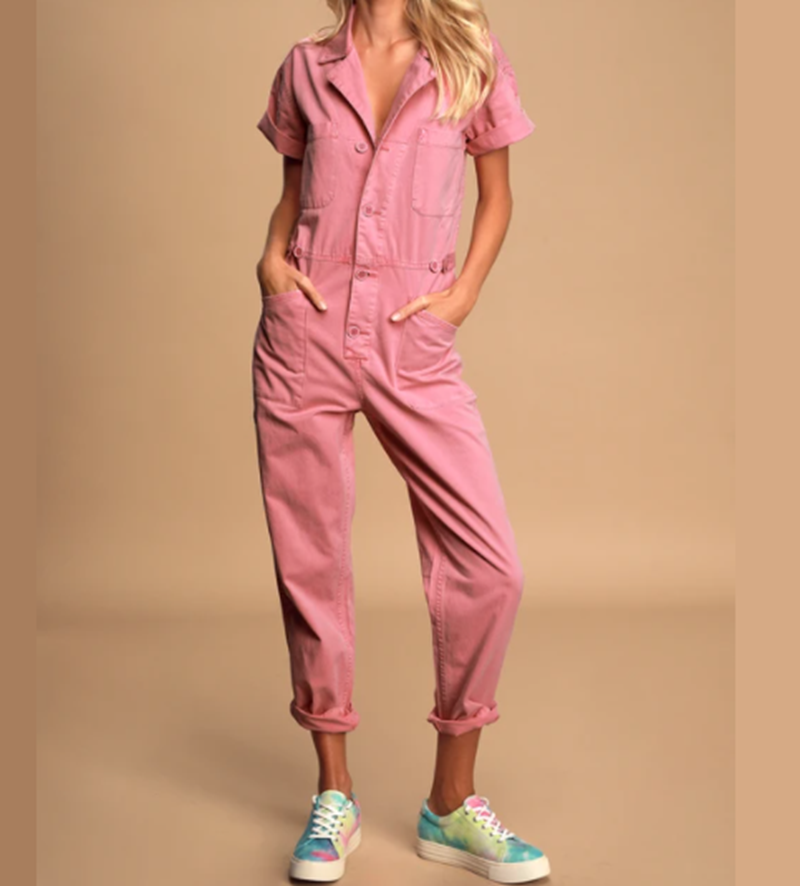 Grover Washed Pink Utility Jumpsuit