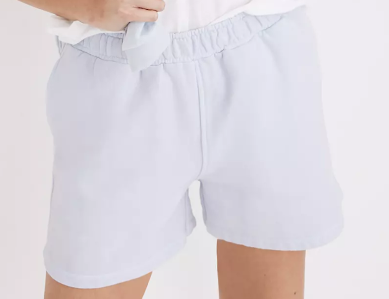 white cotton sweatshorts