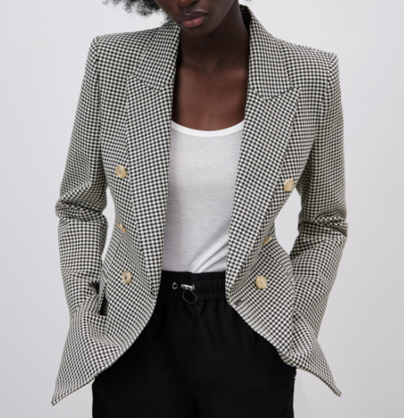 Double Breasted Textured Weave Jacket