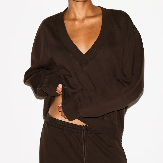 oversized v neck pullover in 100 percent cotton from skims