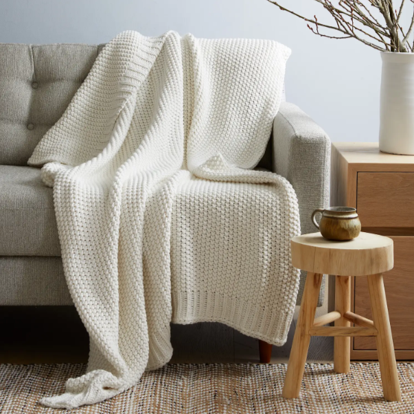 quince one hundred percent cotton fishermans throw blanket