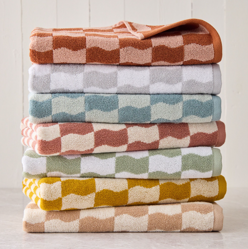 wavy blocks towels set from west elm